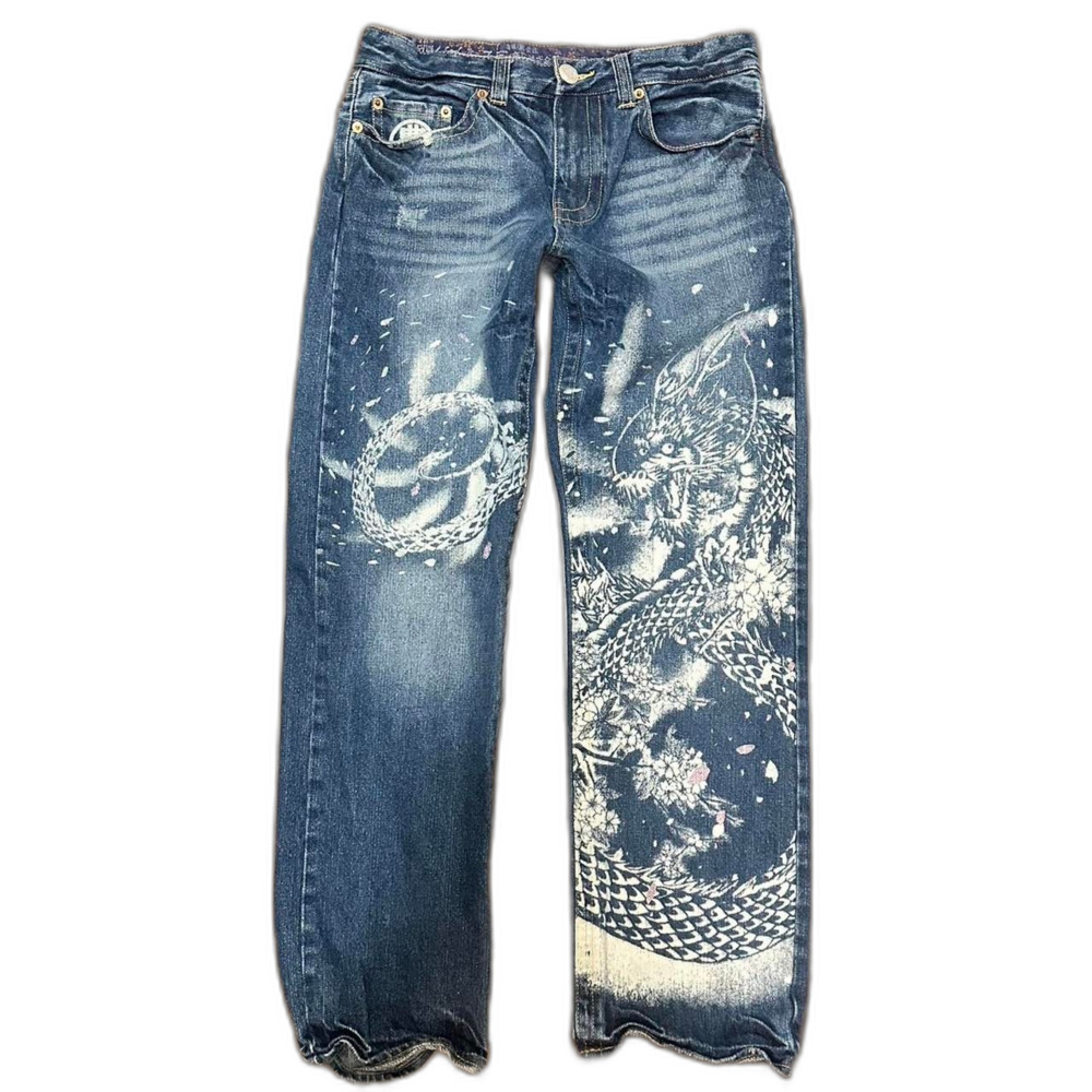 Buden Shouten Japanese Designer Jeans with Traditional Yakuza Dragon Print